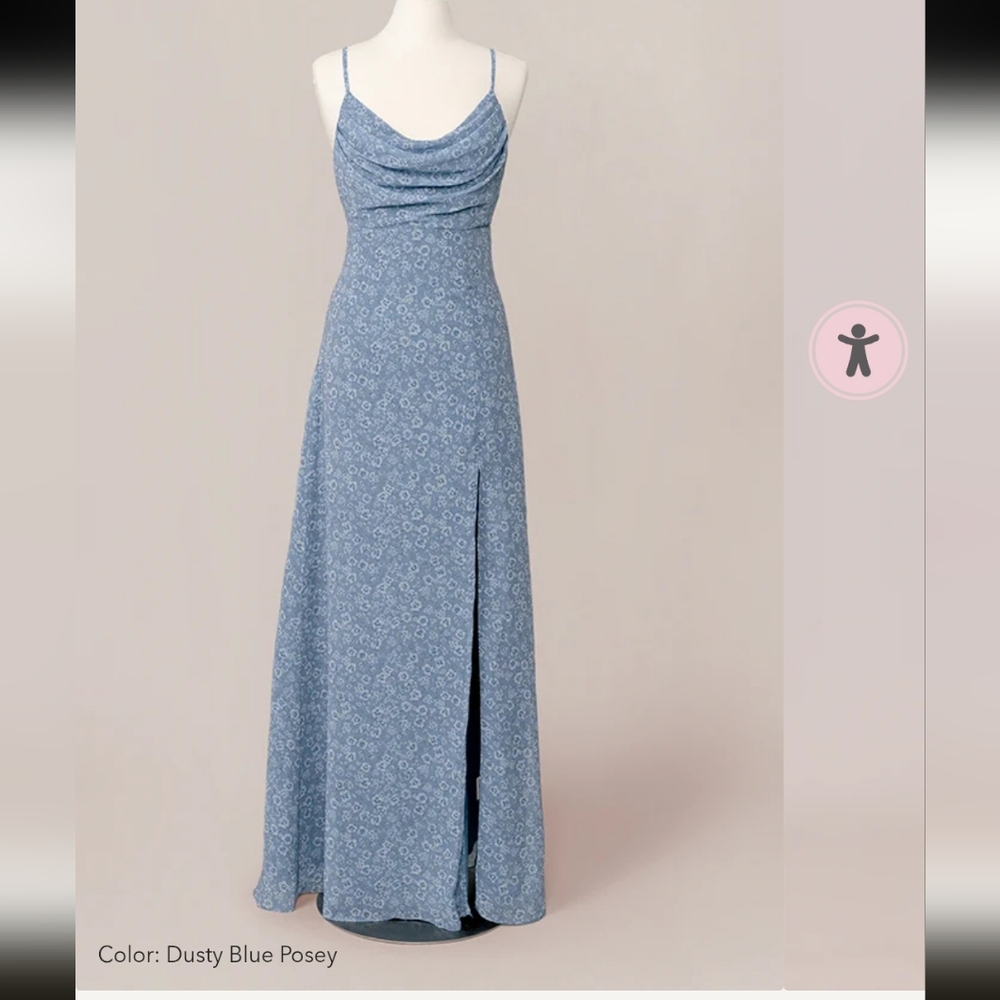 Revelry Ember Chiffon Floral Print Dress Size 24 Dusty Blue Posey Floral